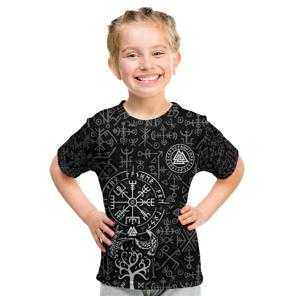 Viking Odin Kid T Shirt The All-Father God in Norse Mythology with Runes Pattern - Wonder Print Shop