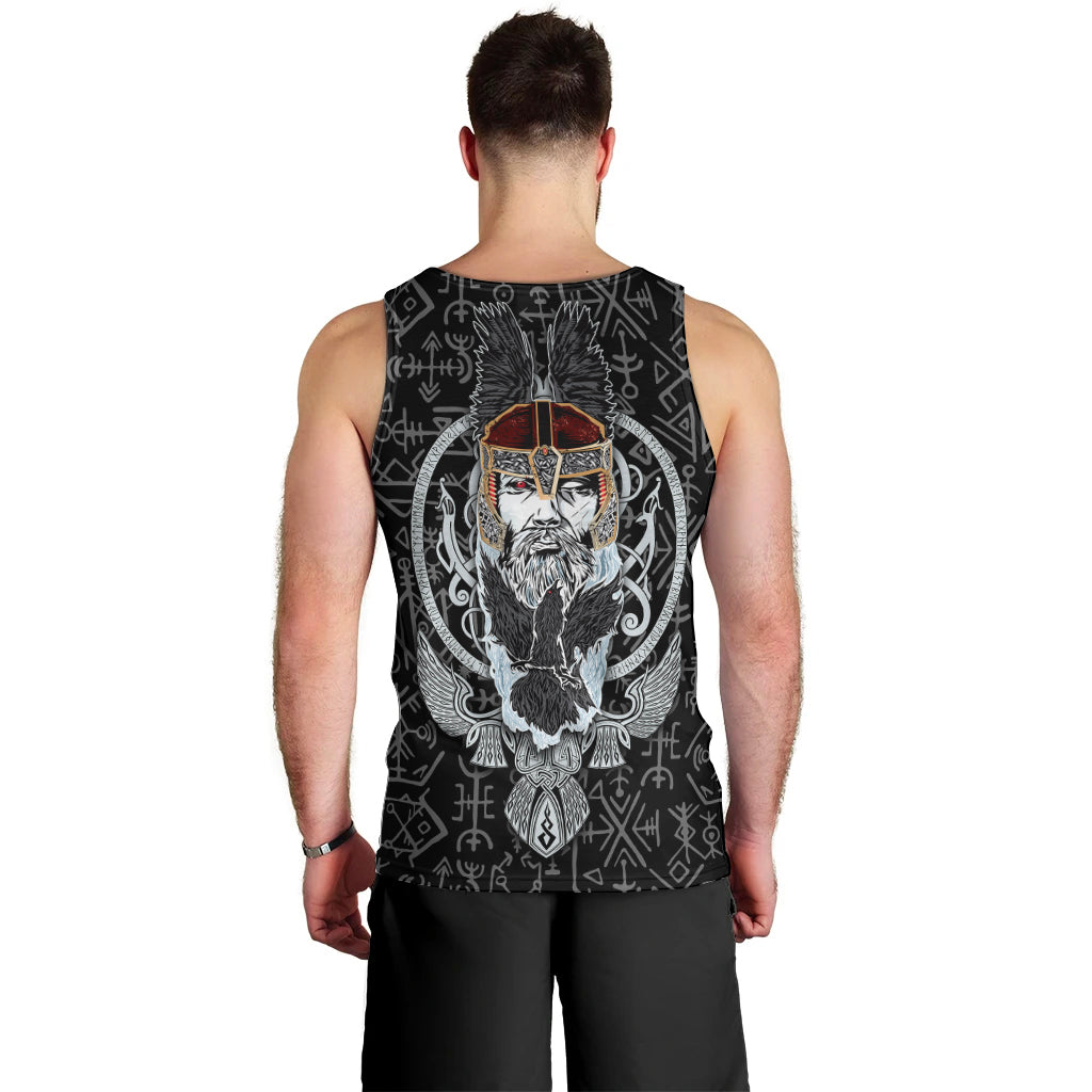 Viking Odin Men Tank Top The All-Father God in Norse Mythology with Runes Pattern - Wonder Print Shop