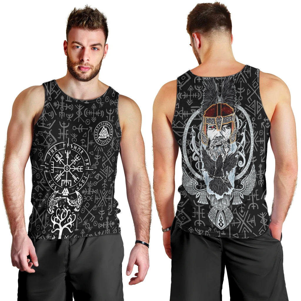 Viking Odin Men Tank Top The All-Father God in Norse Mythology with Runes Pattern - Wonder Print Shop