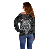 Viking Odin Off Shoulder Sweater The All-Father God in Norse Mythology with Runes Pattern - Wonder Print Shop