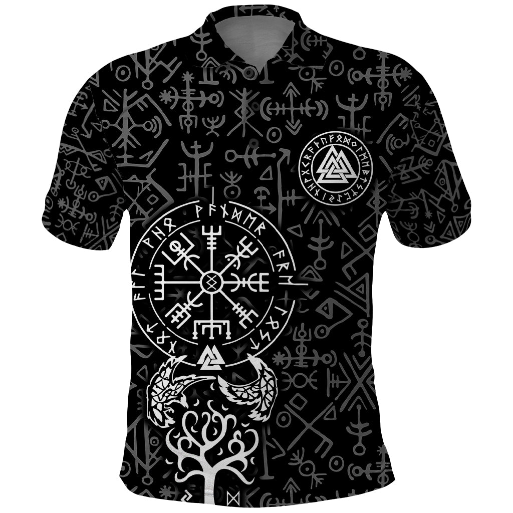 Viking Odin Polo Shirt The All-Father God in Norse Mythology with Runes Pattern - Wonder Print Shop