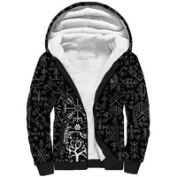 Viking Odin Sherpa Hoodie The All-Father God in Norse Mythology with Runes Pattern - Wonder Print Shop