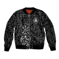 Viking Odin Sleeve Zip Bomber Jacket The All-Father God in Norse Mythology with Runes Pattern - Wonder Print Shop