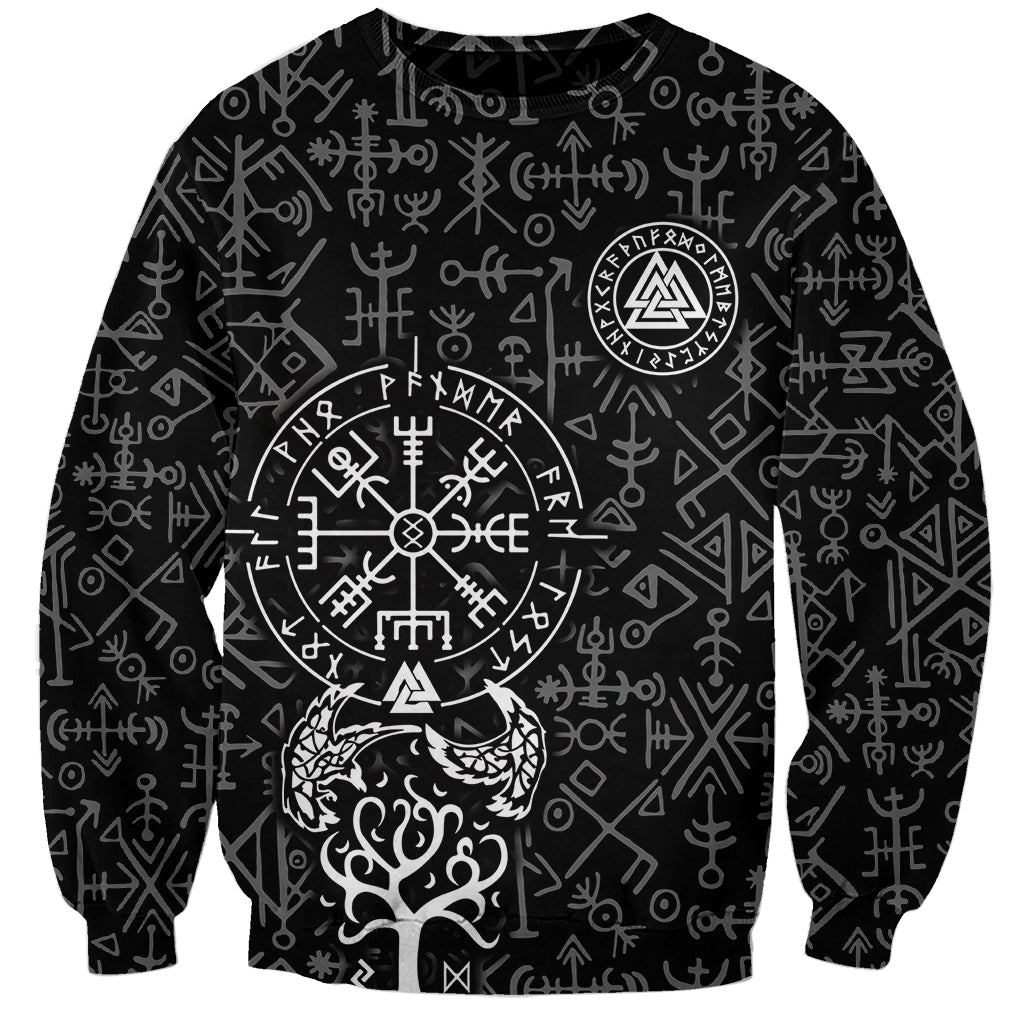 Viking Odin Sweatshirt The All-Father God in Norse Mythology with Runes Pattern - Wonder Print Shop