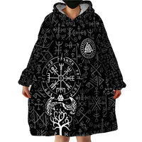 Viking Odin Wearable Blanket Hoodie The All-Father God in Norse Mythology with Runes Pattern - Wonder Print Shop