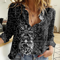 Viking Odin Women Casual Shirt The All-Father God in Norse Mythology with Runes Pattern - Wonder Print Shop