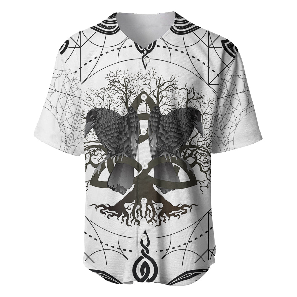 Mystic Valknut and Viking Circle Baseball Jersey with Twin Raven Accents - Wonder Print Shop