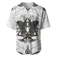 Mystic Valknut and Viking Circle Baseball Jersey with Twin Raven Accents - Wonder Print Shop