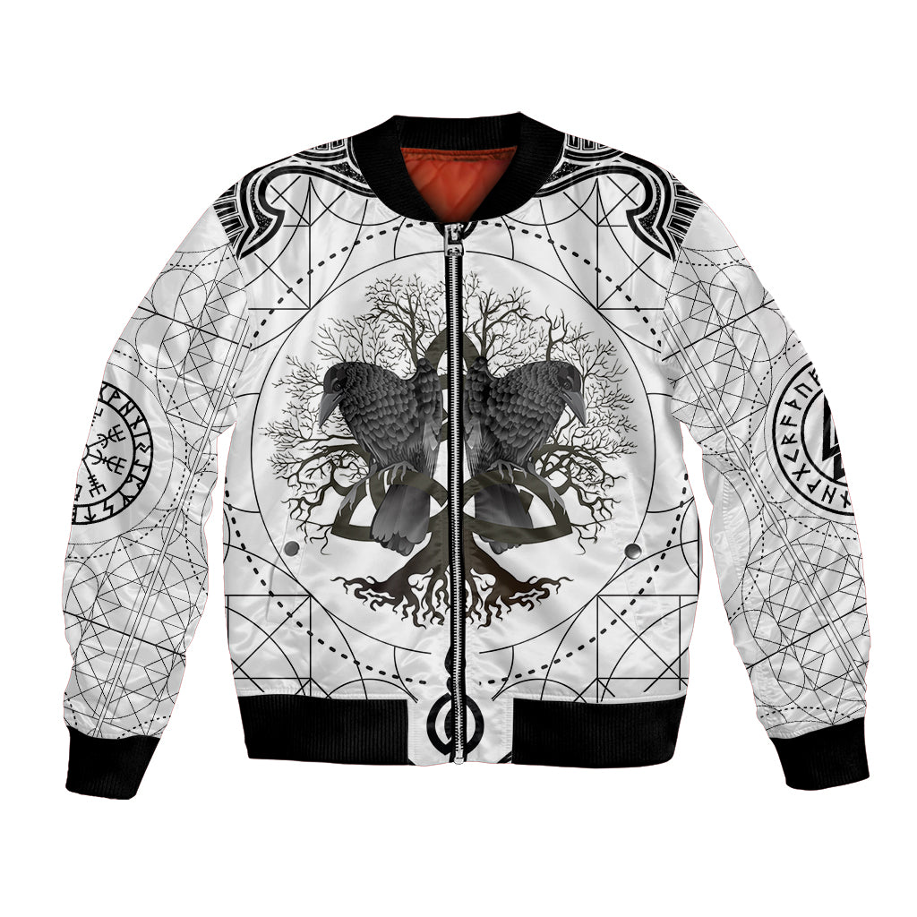 Mystic Valknut and Viking Circle Bomber Jacket with Twin Raven Accents - Wonder Print Shop