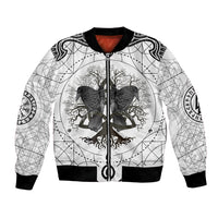 Mystic Valknut and Viking Circle Bomber Jacket with Twin Raven Accents - Wonder Print Shop