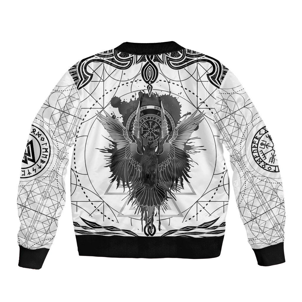 Mystic Valknut and Viking Circle Bomber Jacket with Twin Raven Accents - Wonder Print Shop