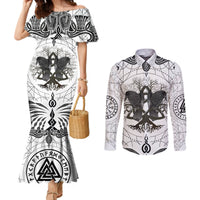 mystic-valknut-and-viking-circle-couples-matching-mermaid-dress-and-long-sleeve-button-shirts-with-twin-raven-accents