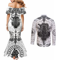 mystic-valknut-and-viking-circle-couples-matching-mermaid-dress-and-long-sleeve-button-shirts-with-twin-raven-accents