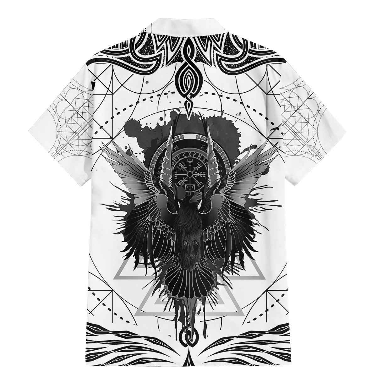 Mystic Valknut and Viking Circle Family Matching Mermaid Dress and Hawaiian Shirt with Twin Raven Accents - Wonder Print Shop