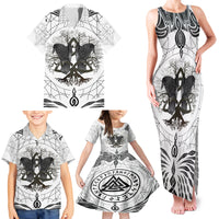 Mystic Valknut and Viking Circle Family Matching Tank Maxi Dress and Hawaiian Shirt with Twin Raven Accents - Wonder Print Shop
