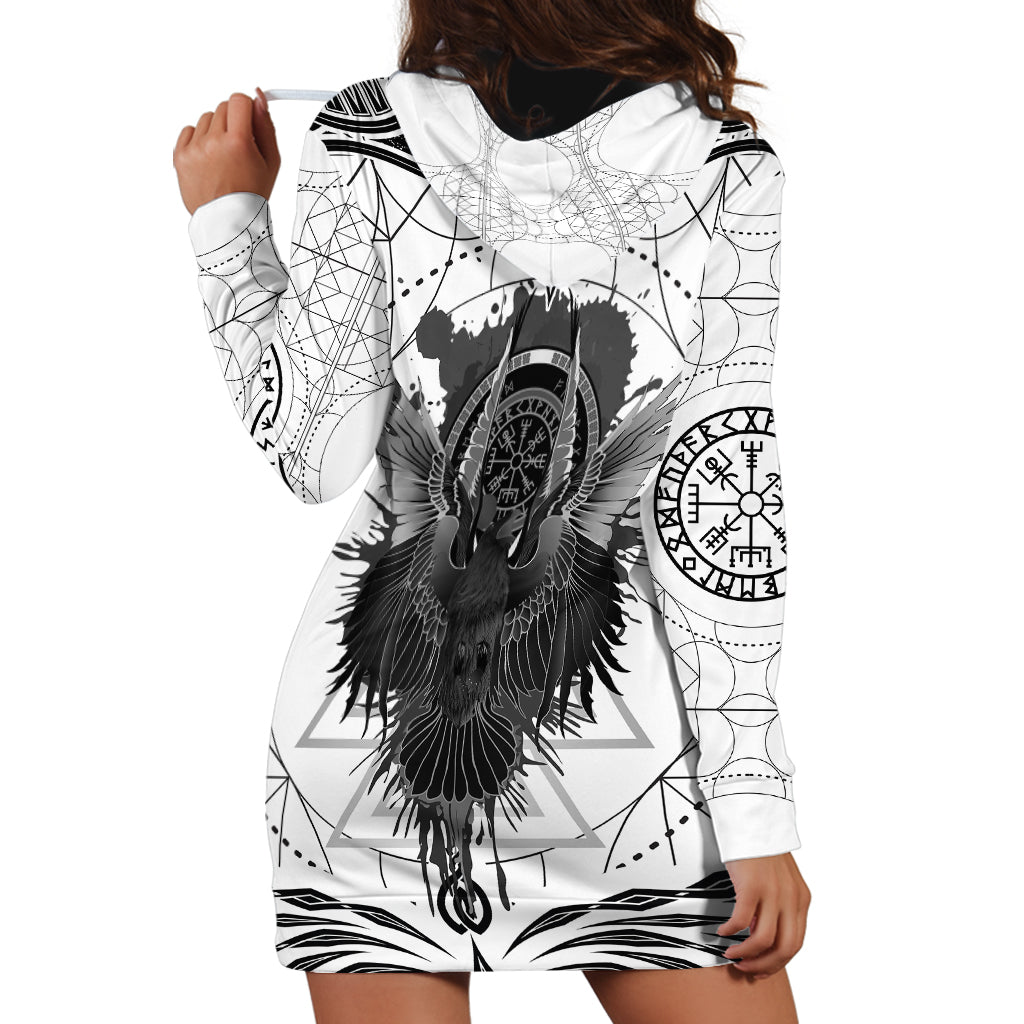 Mystic Valknut and Viking Circle Hoodie Dress with Twin Raven Accents - Wonder Print Shop