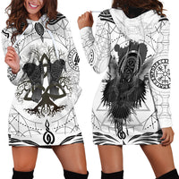 Mystic Valknut and Viking Circle Hoodie Dress with Twin Raven Accents - Wonder Print Shop