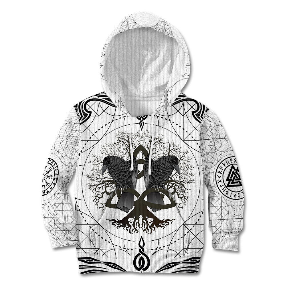 Mystic Valknut and Viking Circle Kid Hoodie with Twin Raven Accents - Wonder Print Shop