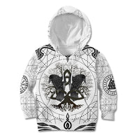 Mystic Valknut and Viking Circle Kid Hoodie with Twin Raven Accents - Wonder Print Shop