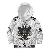Mystic Valknut and Viking Circle Kid Hoodie with Twin Raven Accents - Wonder Print Shop