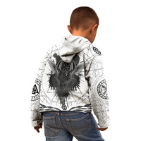 Mystic Valknut and Viking Circle Kid Hoodie with Twin Raven Accents - Wonder Print Shop