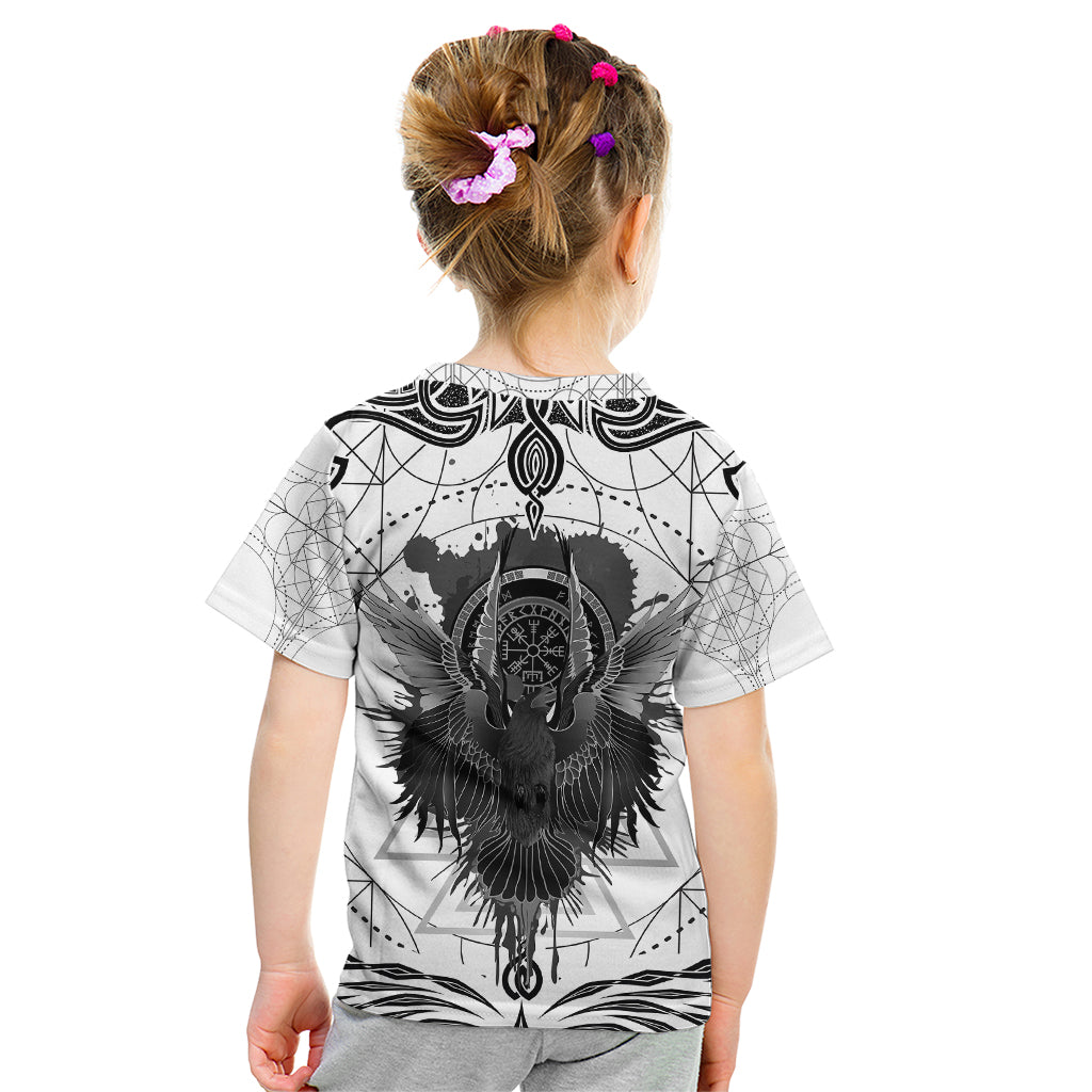 Mystic Valknut and Viking Circle Kid T Shirt with Twin Raven Accents - Wonder Print Shop