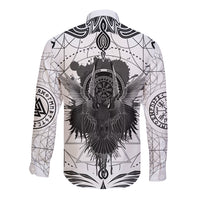 Mystic Valknut and Viking Circle Long Sleeve Button Shirt with Twin Raven Accents - Wonder Print Shop