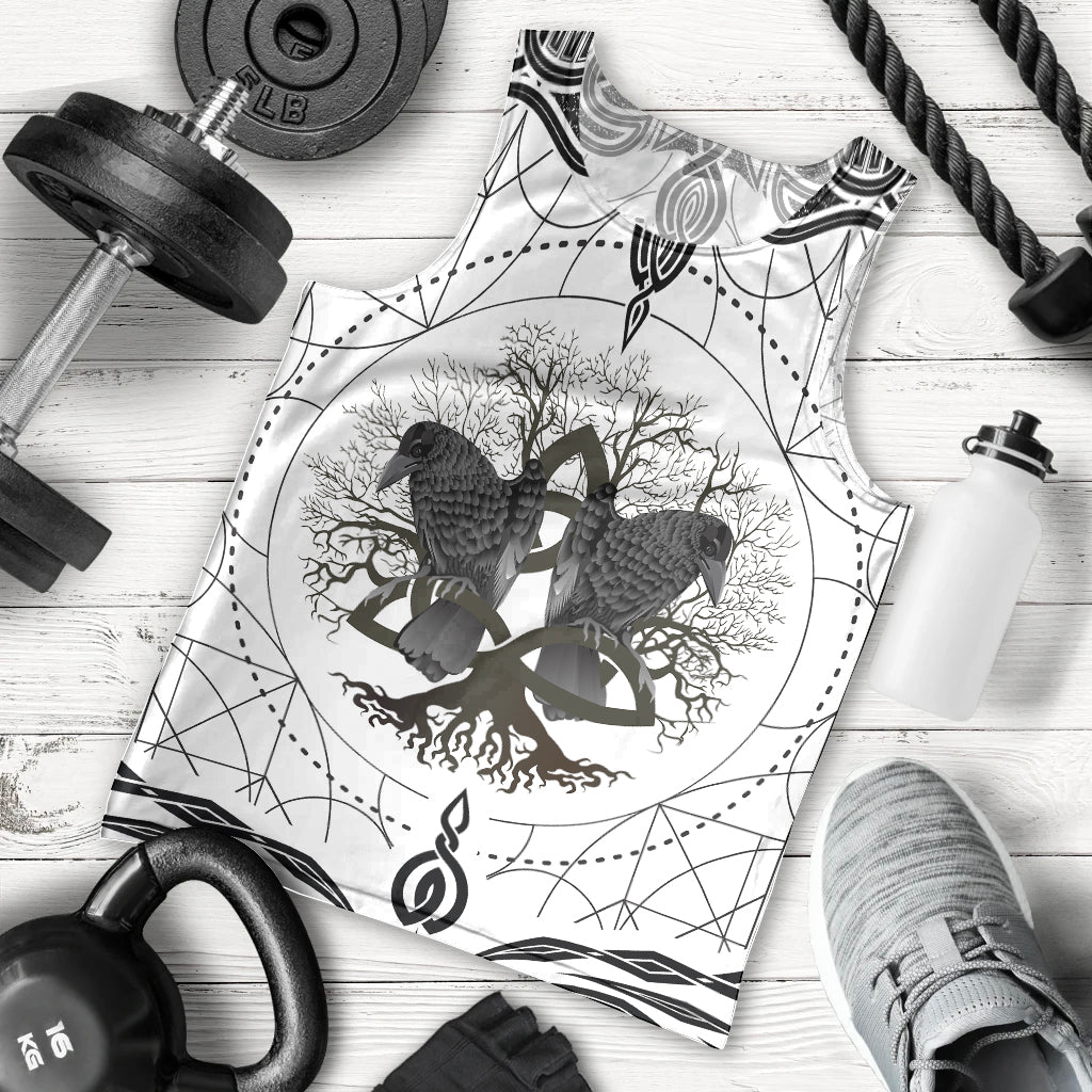 Mystic Valknut and Viking Circle Men Tank Top with Twin Raven Accents - Wonder Print Shop