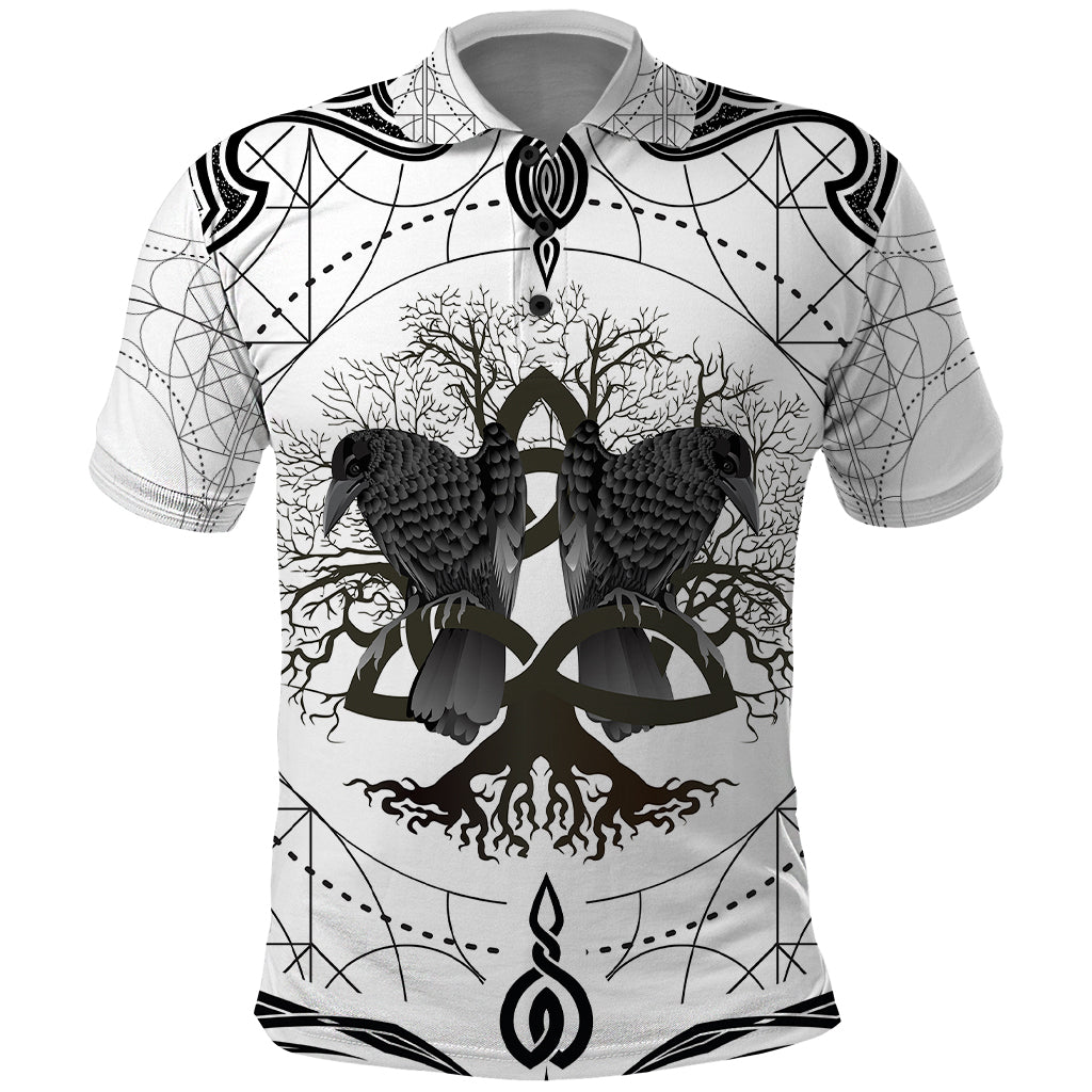 Mystic Valknut and Viking Circle Polo Shirt with Twin Raven Accents - Wonder Print Shop