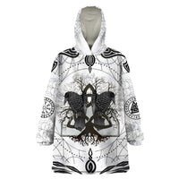 Mystic Valknut and Viking Circle Wearable Blanket Hoodie with Twin Raven Accents - Wonder Print Shop