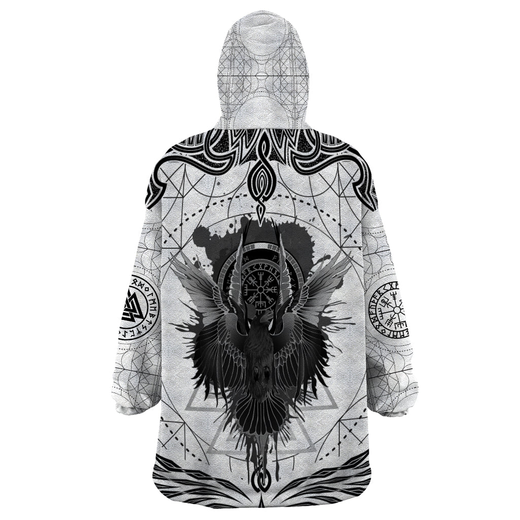 Mystic Valknut and Viking Circle Wearable Blanket Hoodie with Twin Raven Accents - Wonder Print Shop