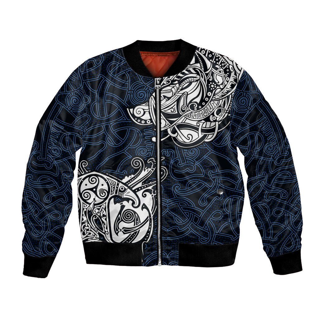 Viking Bomber Jacket Legendary Viking Boar and Intricate Norse Patterns - Wonder Print Shop