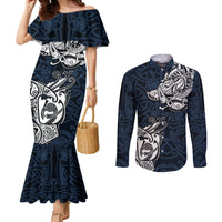 viking-couples-matching-mermaid-dress-and-long-sleeve-button-shirts-legendary-viking-boar-and-intricate-norse-patterns