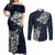 Viking Couples Matching Off Shoulder Maxi Dress and Long Sleeve Button Shirts Legendary Viking Boar and Intricate Norse Patterns - Wonder Print Shop