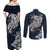 Viking Couples Matching Off Shoulder Maxi Dress and Long Sleeve Button Shirts Legendary Viking Boar and Intricate Norse Patterns - Wonder Print Shop