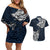 Viking Couples Matching Off Shoulder Short Dress and Hawaiian Shirt Legendary Viking Boar and Intricate Norse Patterns - Wonder Print Shop