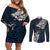 Viking Couples Matching Off Shoulder Short Dress and Long Sleeve Button Shirts Legendary Viking Boar and Intricate Norse Patterns - Wonder Print Shop