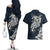 Viking Couples Matching Off The Shoulder Long Sleeve Dress and Hawaiian Shirt Legendary Viking Boar and Intricate Norse Patterns - Wonder Print Shop