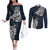 viking-couples-matching-off-the-shoulder-long-sleeve-dress-and-long-sleeve-button-shirts-legendary-viking-boar-and-intricate-norse-patterns