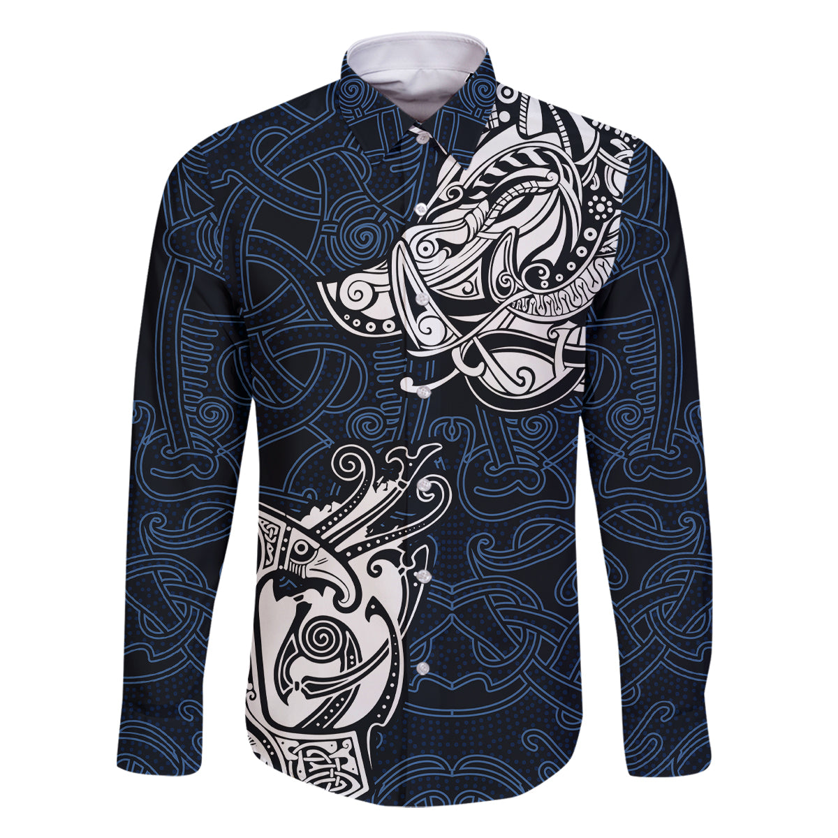 Viking Family Matching Long Sleeve Bodycon Dress and Hawaiian Shirt Legendary Viking Boar and Intricate Norse Patterns - Wonder Print Shop
