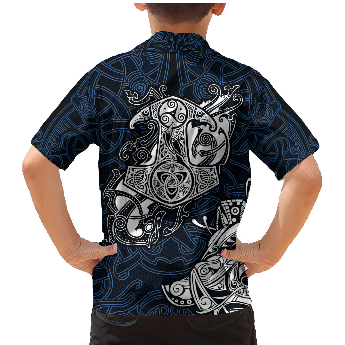 Viking Family Matching Mermaid Dress and Hawaiian Shirt Legendary Viking Boar and Intricate Norse Patterns - Wonder Print Shop