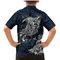 Viking Family Matching Mermaid Dress and Hawaiian Shirt Legendary Viking Boar and Intricate Norse Patterns - Wonder Print Shop