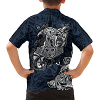 Viking Kid Hawaiian Shirt Legendary Viking Boar and Intricate Norse Patterns - Wonder Print Shop