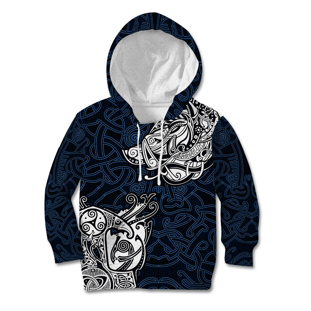 Viking Kid Hoodie Legendary Viking Boar and Intricate Norse Patterns - Wonder Print Shop