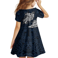 Viking Kid Short Sleeve Dress Legendary Viking Boar and Intricate Norse Patterns - Wonder Print Shop