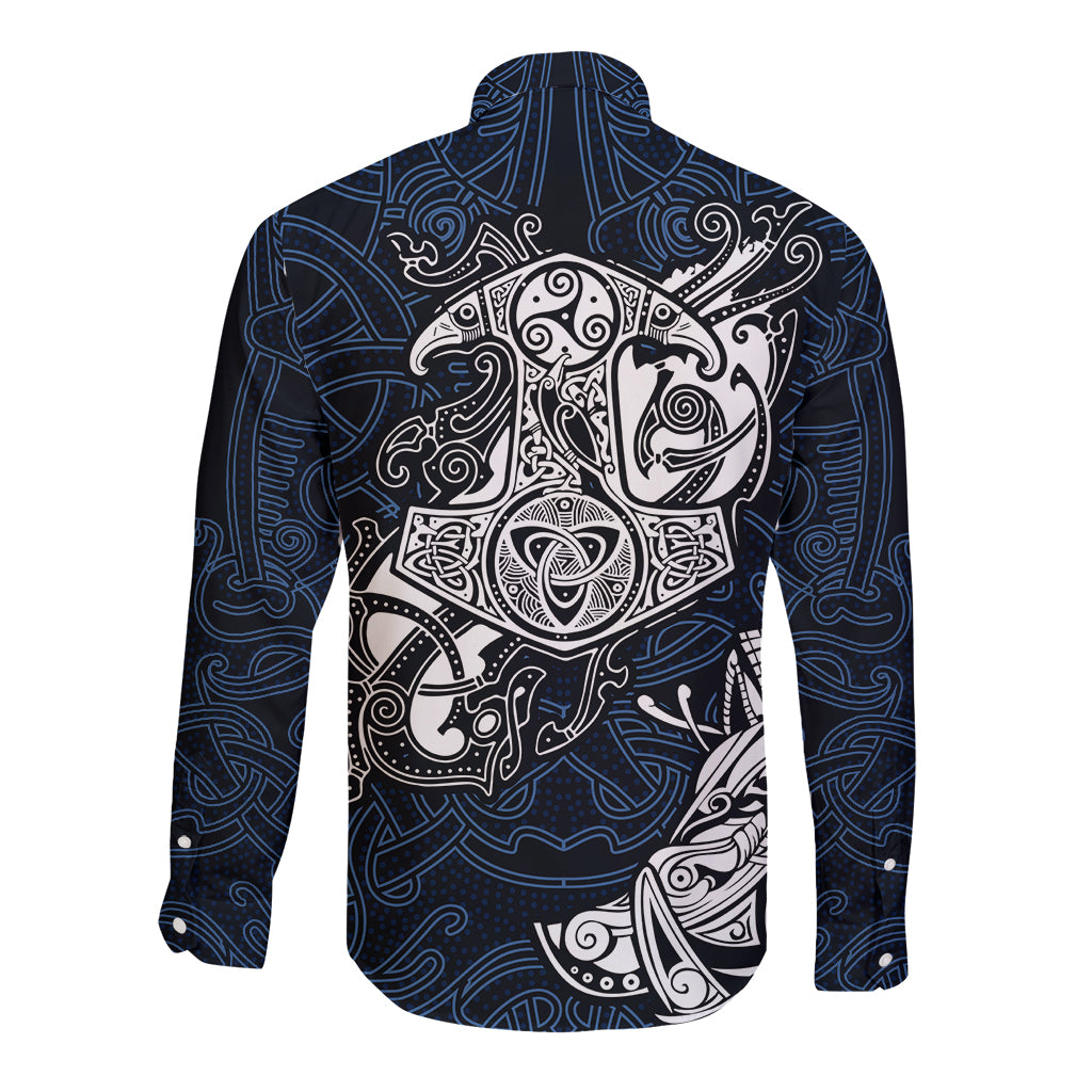 Viking Long Sleeve Button Shirt Legendary Viking Boar and Intricate Norse Patterns - Wonder Print Shop