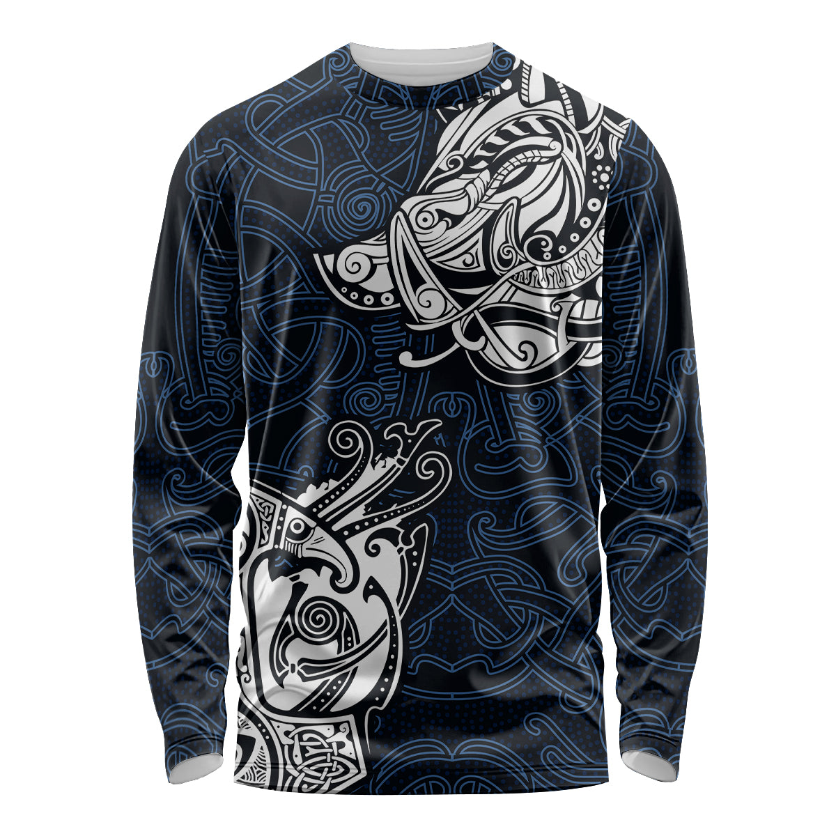 Viking Long Sleeve Shirt Legendary Viking Boar and Intricate Norse Patterns - Wonder Print Shop