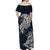 Viking Off Shoulder Maxi Dress Legendary Viking Boar and Intricate Norse Patterns - Wonder Print Shop
