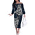 Viking Off The Shoulder Long Sleeve Dress Legendary Viking Boar and Intricate Norse Patterns - Wonder Print Shop