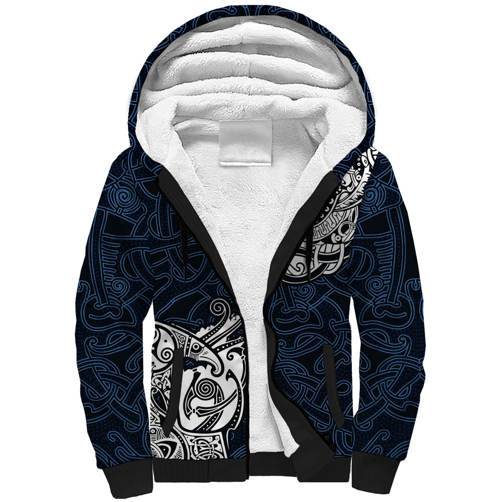 Viking Sherpa Hoodie Legendary Viking Boar and Intricate Norse Patterns - Wonder Print Shop